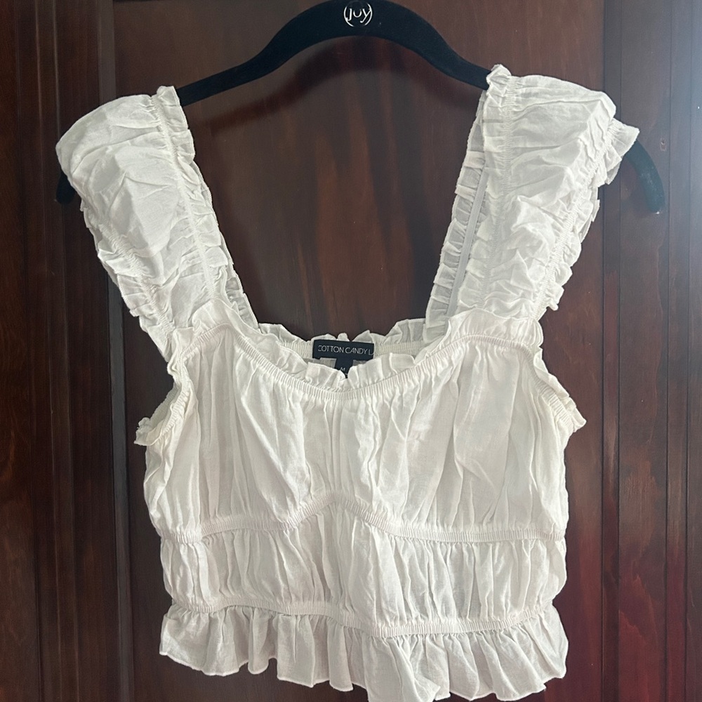 Cotton Candy Cream Ruffled Blouse